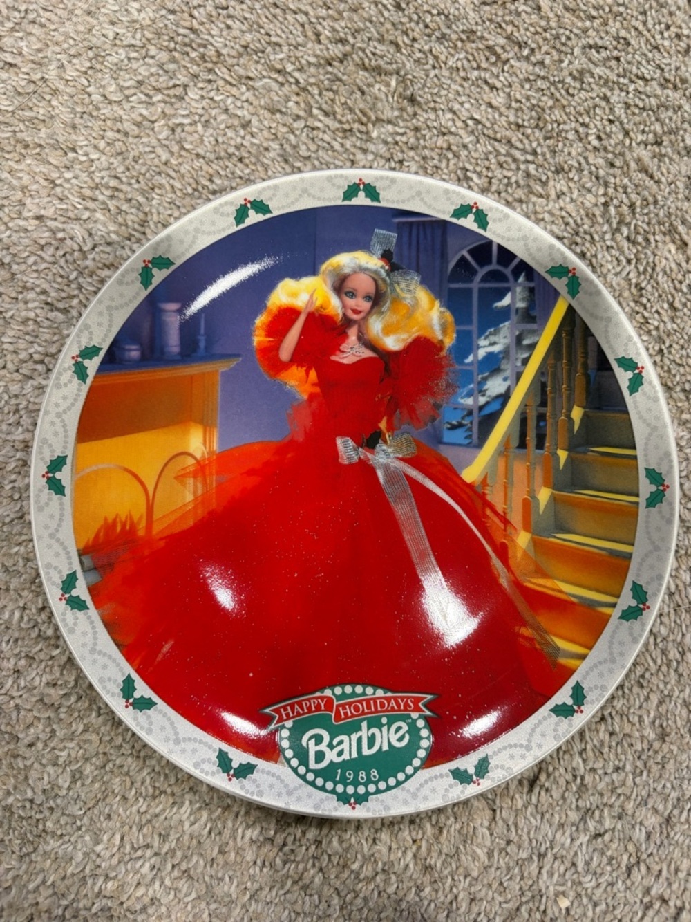 Barbie Holiday Collector's Plate - Green and Red Logo